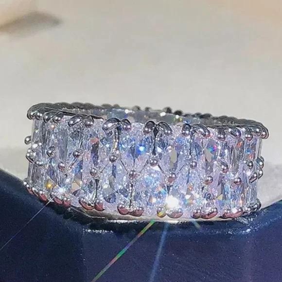 NEW ETERNITY BAND 925 STERLING SILVER DIAMOND RING, CUTE RING, SHINY RING. - Picture 4 of 6